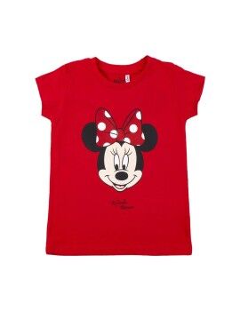 Camisola de Manga Curta Infantil Minnie Mouse Vermelho
