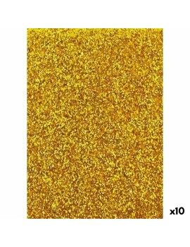 Papel Fama Glitter Borracha Eva Dourado 50 x 70 cm (10 Unidades)