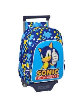 Mochila Escolar com Rodas Sonic Speed 26 x 34 x 11 cm Azul