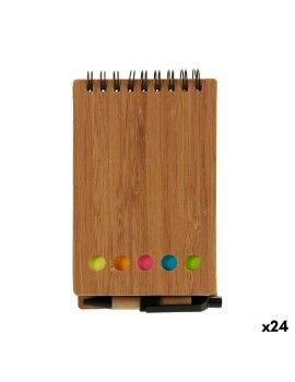 Caderno de Argolas com Caneta Bambu Castanho 1 x 14,5 x 9 cm (24 Unidades)