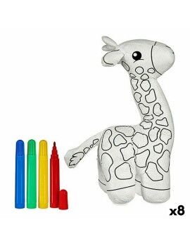 Peluche para colorir Girafa Branco Preto 9 x 23 x 15 cm (8 Unidades)