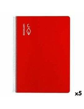 Caderno ESCOLOFI Din A4 50 Folhas 8 mm Vermelho (5 Unidades)